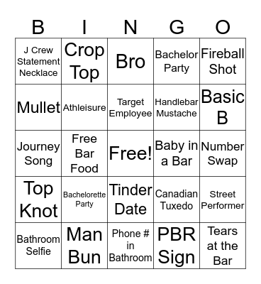 Bedding Bar Bingo Card