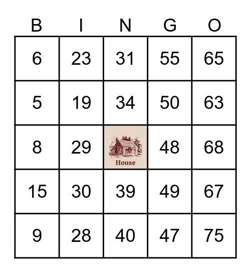 Covington Historic House Bingo Card