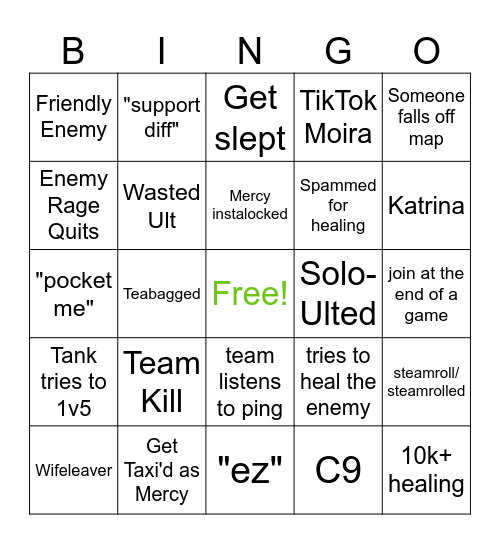 Overwatch Bingo Card