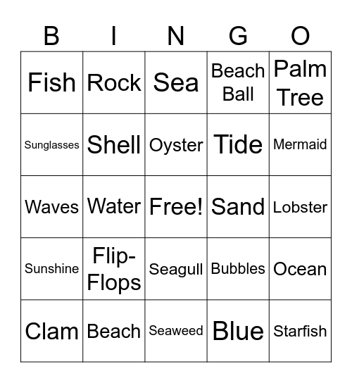 Beach Bingo Card