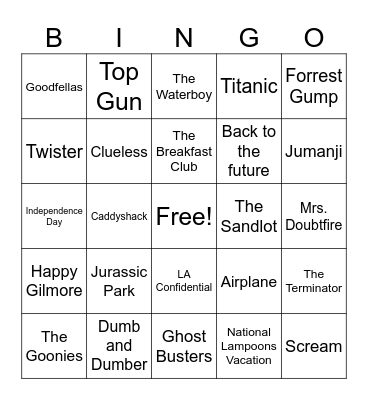 Movie Bingo Card