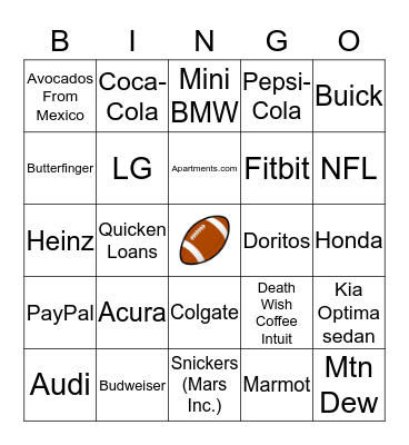 SUPER BOWL 50 Bingo Card