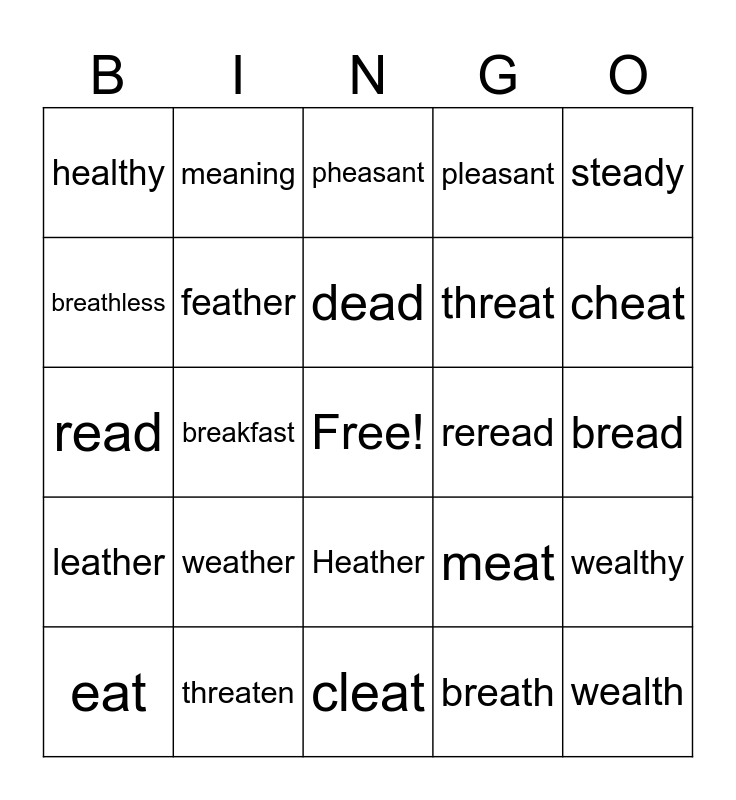 Eat Bread and Steak Bingo Card