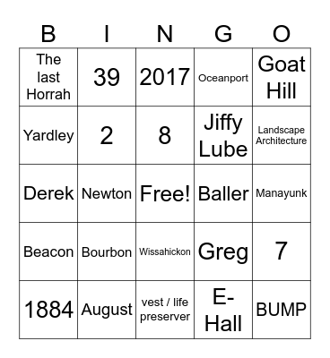 LAST HORRAH Bingo Card