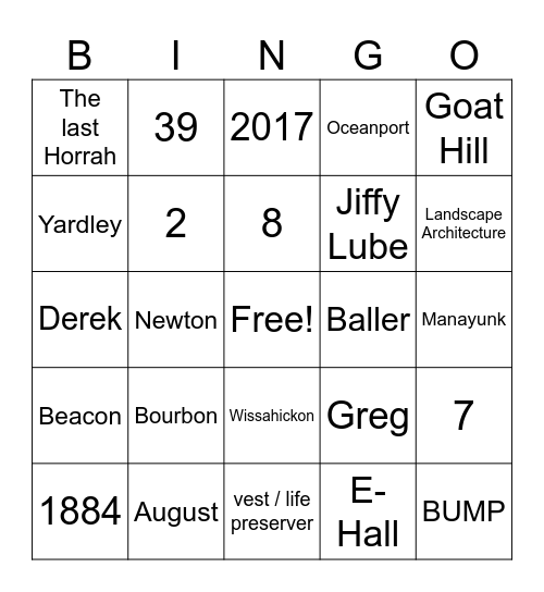 LAST HORRAH Bingo Card