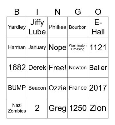 LAST HORRAH Bingo Card
