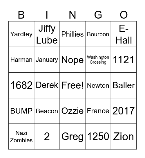LAST HORRAH Bingo Card