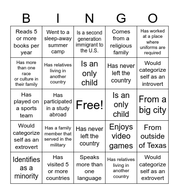 DEI BINGO Card