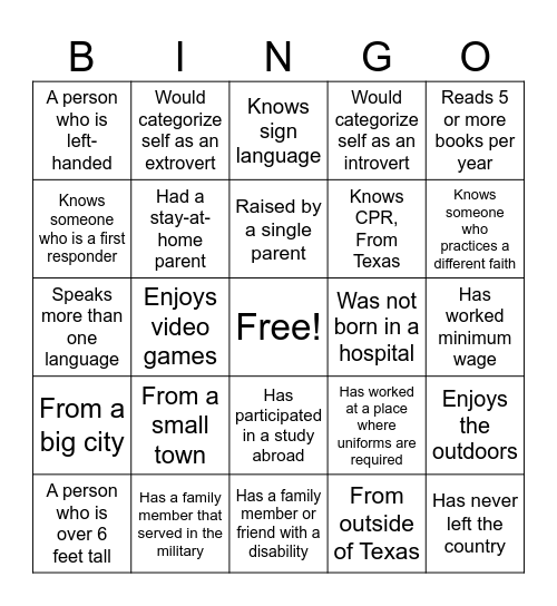 DEI BINGO Card