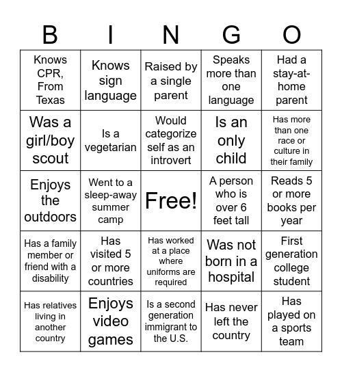 DEI BINGO Card