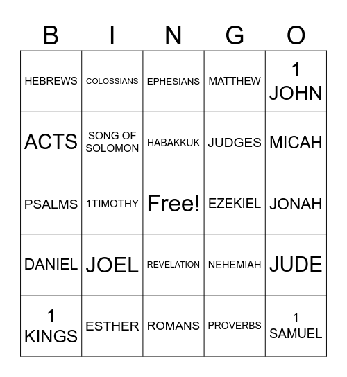 BIBLE BINGO Card