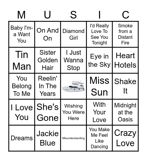 YACHT ROCK Bingo Card