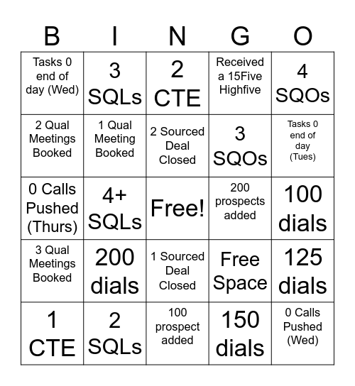 SDR Bingo 7/18-7/21 Bingo Card