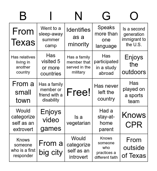 DEI BINGO Card