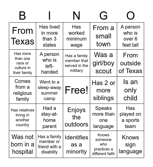 DEI BINGO Card