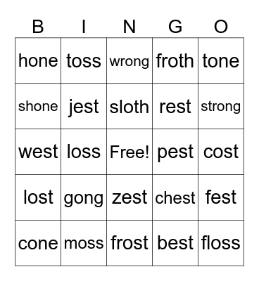 Lesson 22 Bingo Card