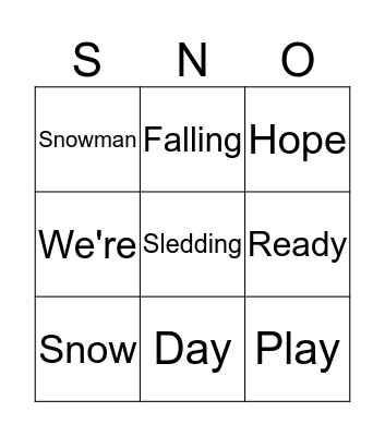 Snow Poem Bingo Card