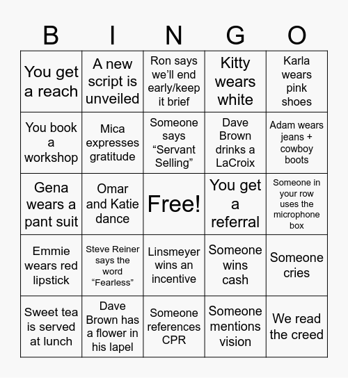 TEAM MOSAIC Bingo Card