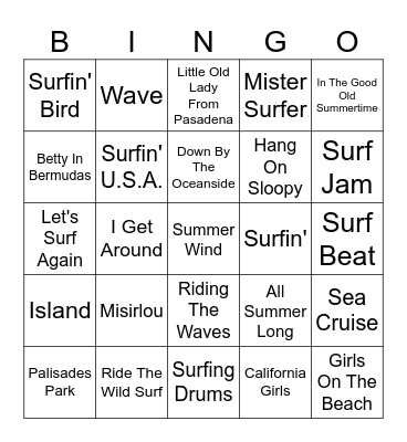 Vinyl Bingo - Surf's Up Edition Bingo Card