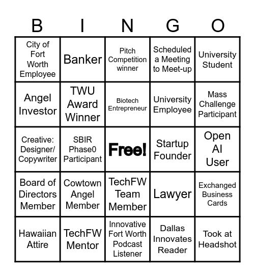 TechFW Tiki Together Bingo! Bingo Card