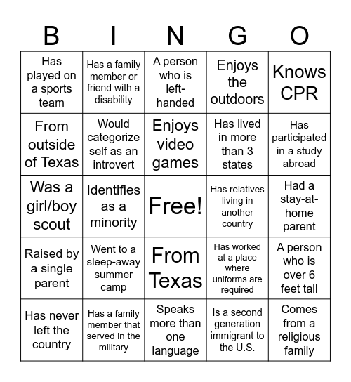 DEI BINGO Card