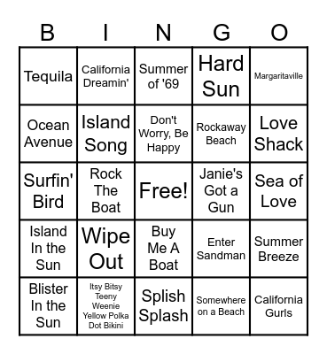 Lifes A Beach Bingo Card