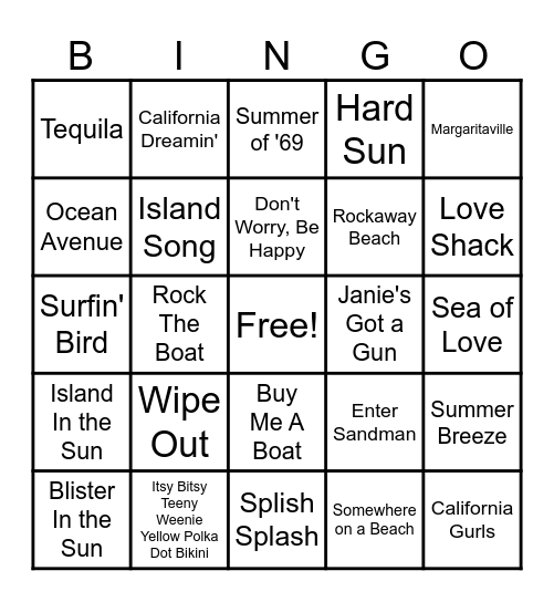 Lifes A Beach Bingo Card