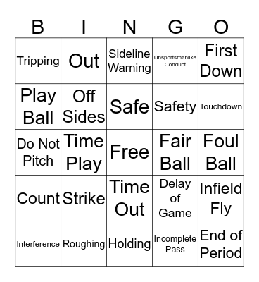 Troop 780 Sports Bingo Card