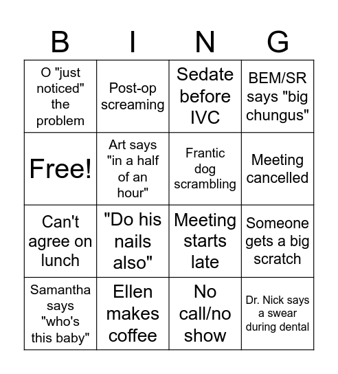 Bingo Bango Bongo! Bingo Card