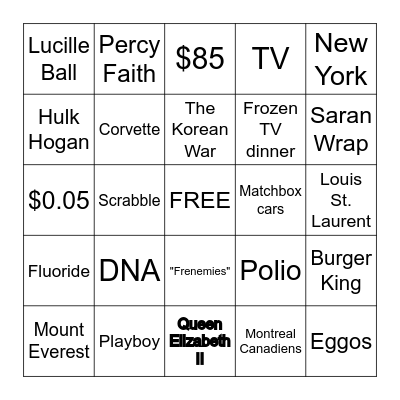 Fun Facts About 1953! Bingo Card