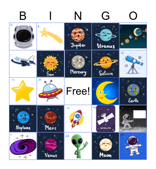 SPACE BINGO Card