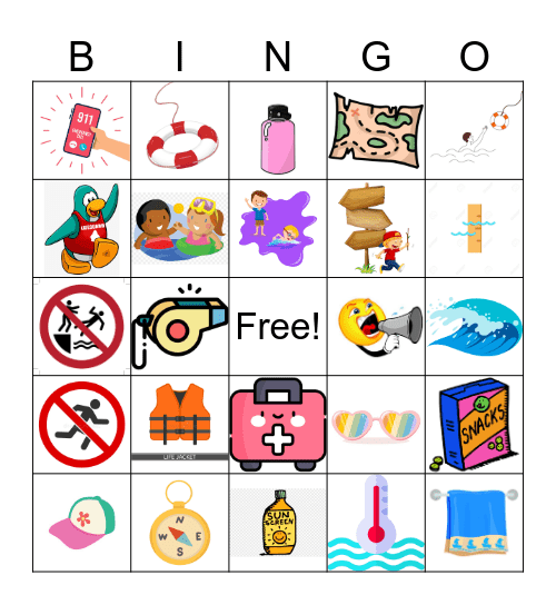 Water Safety Bingo Card