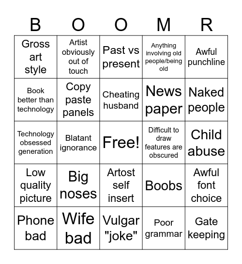 Boomer Bingo Card