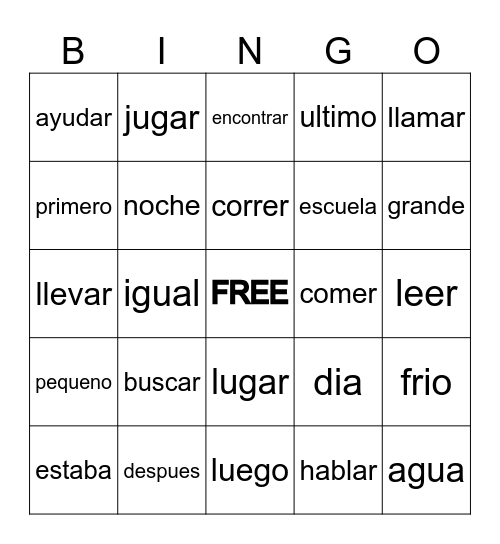 Lista D Bingo Card