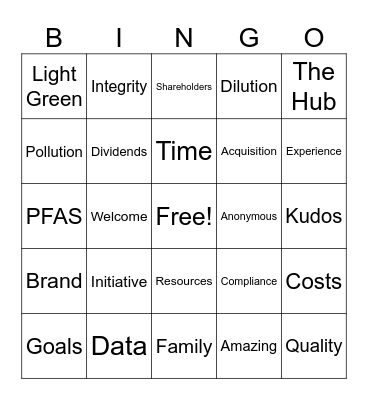 Pace Town Hall Bingo Card
