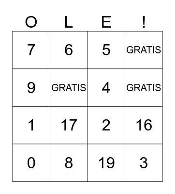 Los Numeros Bingo Card