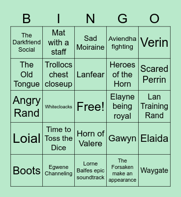 The Wheel of Time Season 2 Bingo Card