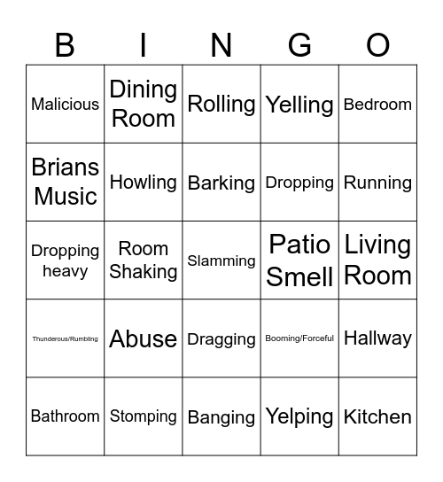 Apartment Bingo Card