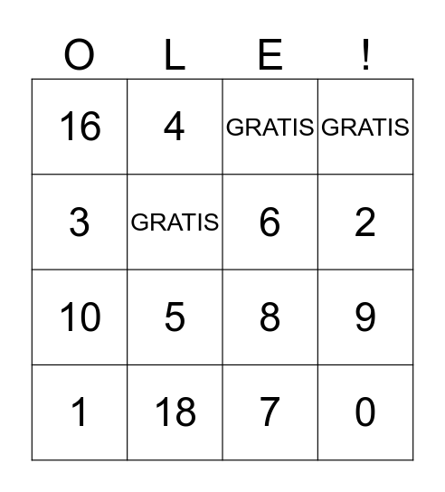 Los Numeros Bingo Card