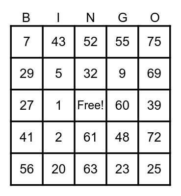 Chael’s Super Lucky Card Bingo Card