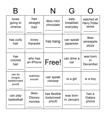 Find someone who.... Bingo Card