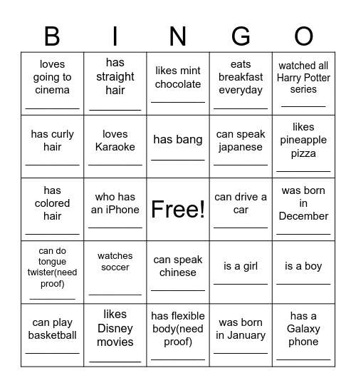Find someone who.... Bingo Card