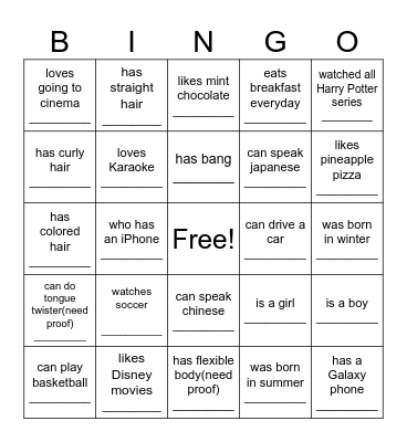 Find someone who.... Bingo Card
