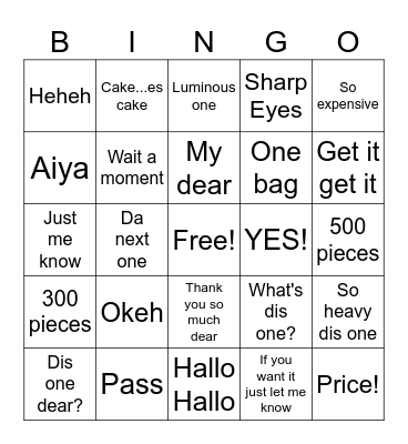 Simon Says - Market Edition Bingo Card