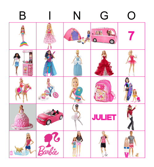 C o m e   O n   B a r b i e   L e t ' s  P l a y Bingo Card