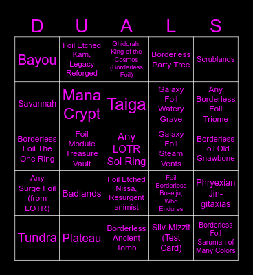 Two Tickets to Paradise Bingo Card