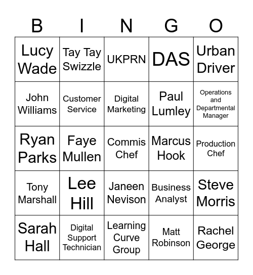 Levy Bingo Card