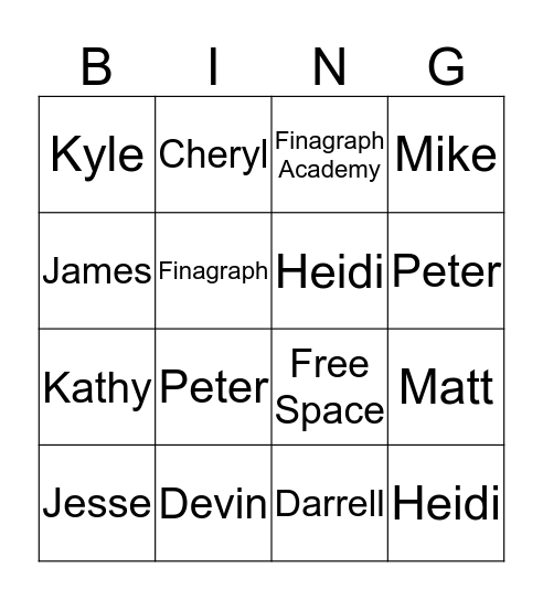 Finagraph Bingo Card