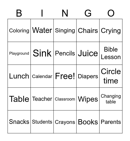 Little Friends Bingo Card