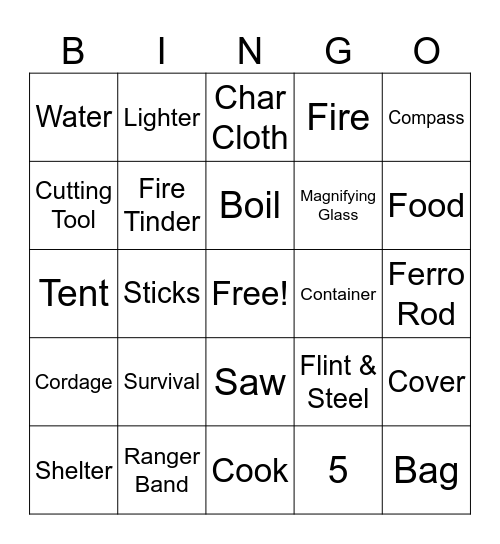 Survival Bingo Card